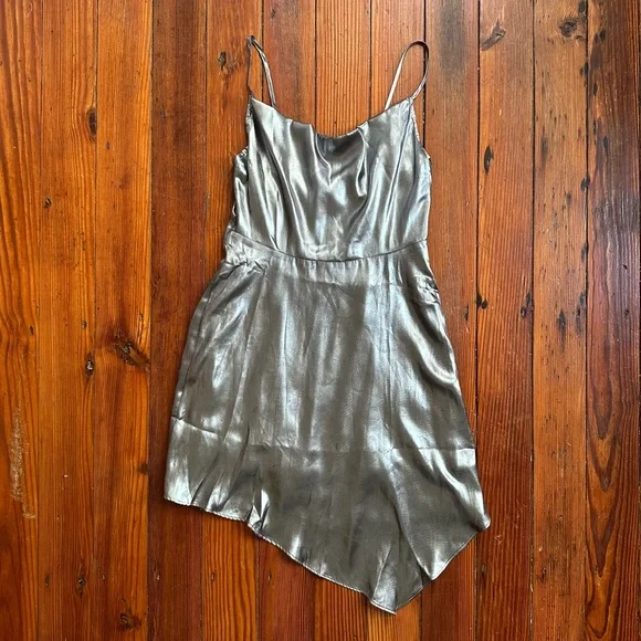 midi satin slip dress Silver Blue Open Back Cross Strap Midi Slip Dress